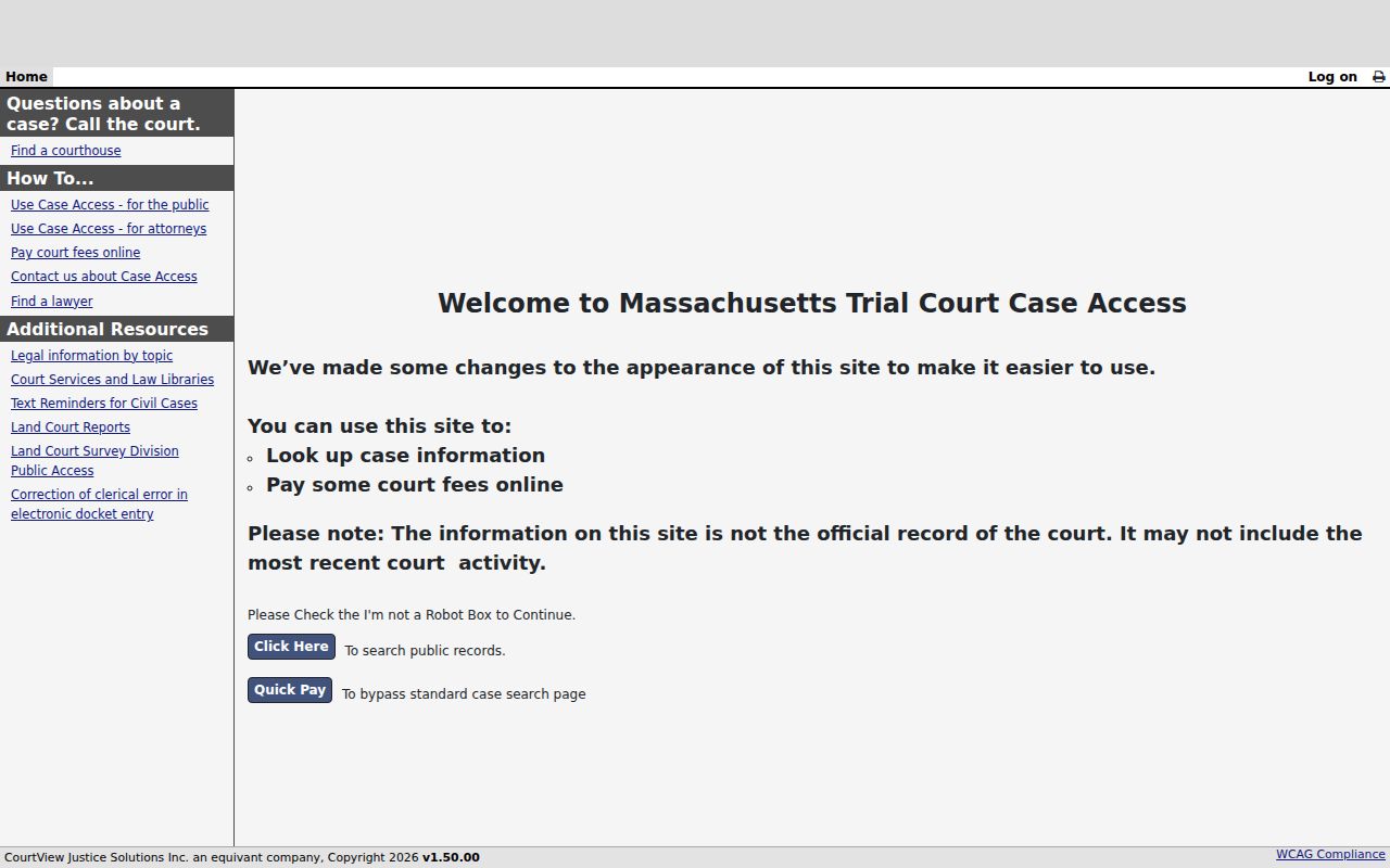 Wellesley residents directory MassCourts public docket search entry