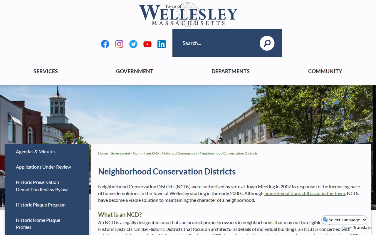 Wellesley neighbors Neighborhood Conservation Districts page