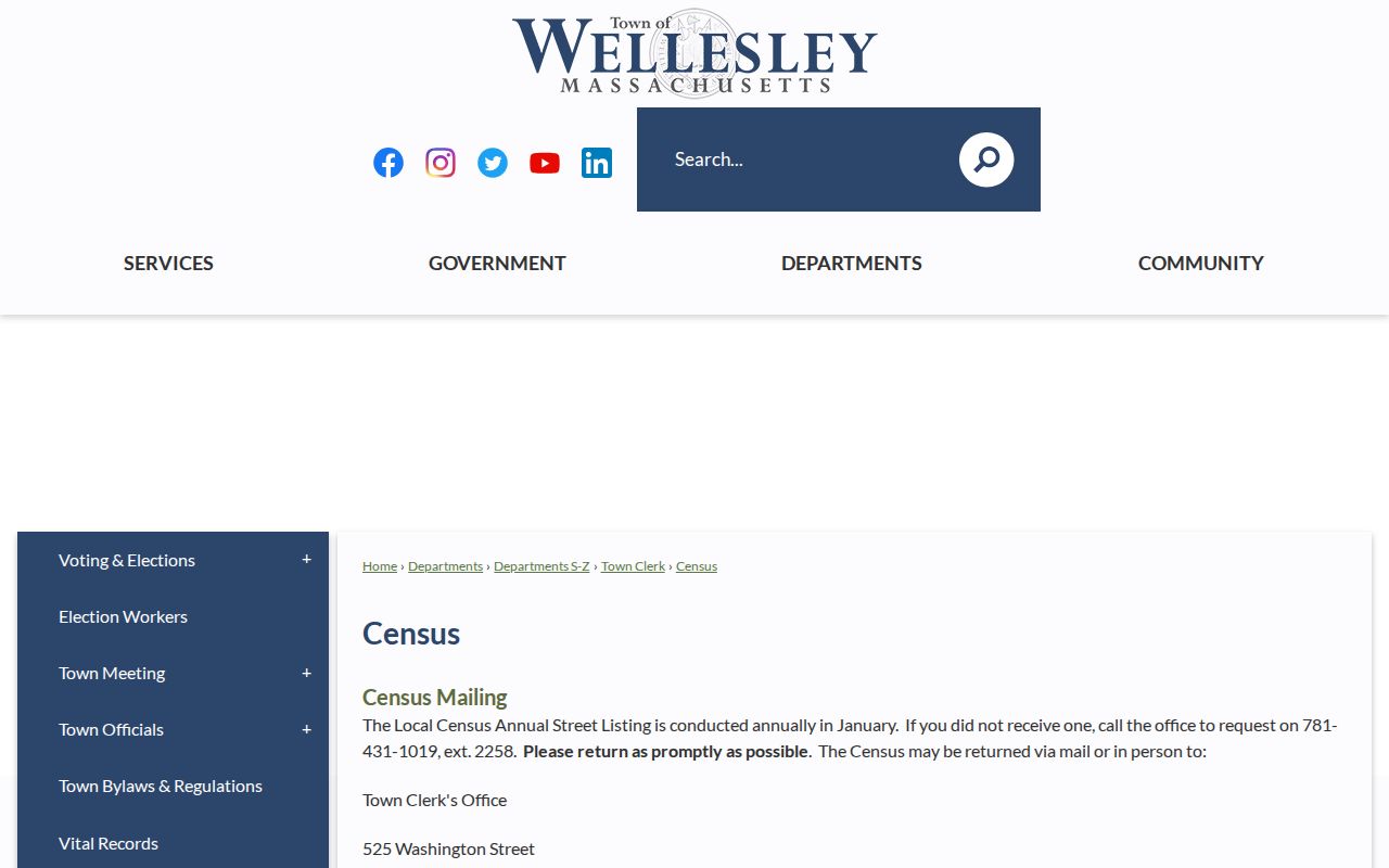 Wellesley neighbors annual census and List of Residents page