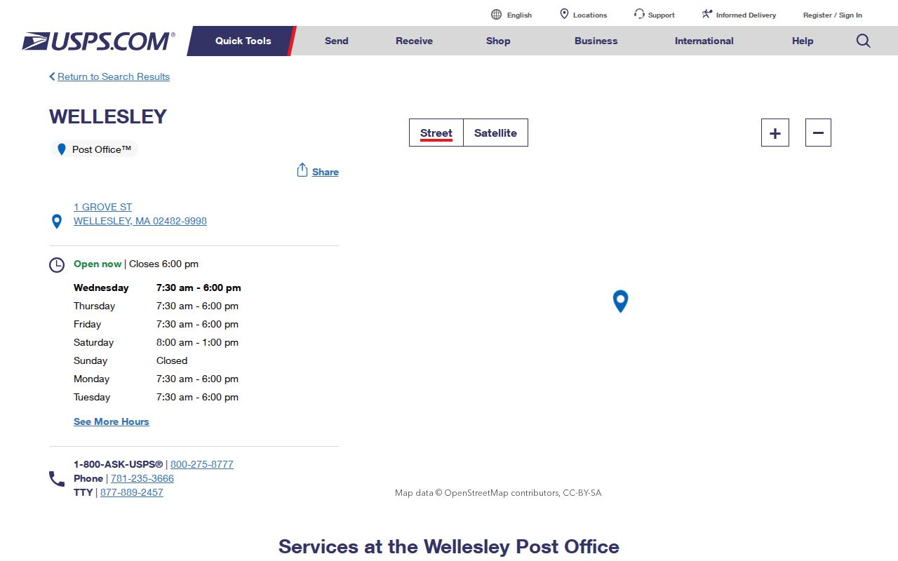Wellesley ZIP code directory USPS listing for 02482